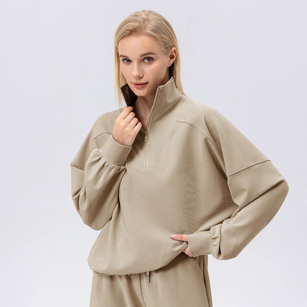Women's Half Zipper Long Sleeve Sweatshirt - Casual Running and Fitness - Buy Center US