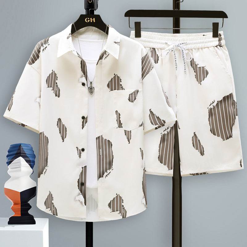 Buycenter Men's Short-Sleeved Sports Suit - Cool Two-Piece Set for Teens - Buy Center US
