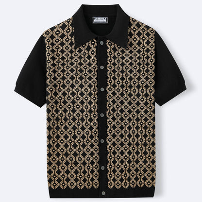 Summer Tencel Short-Sleeved Cardigan for Men - Geometry Pattern, Casual Style - Buy Center US