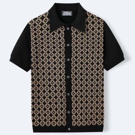 Summer Tencel Short-Sleeved Cardigan for Men - Geometry Pattern, Casual Style - Buy Center US