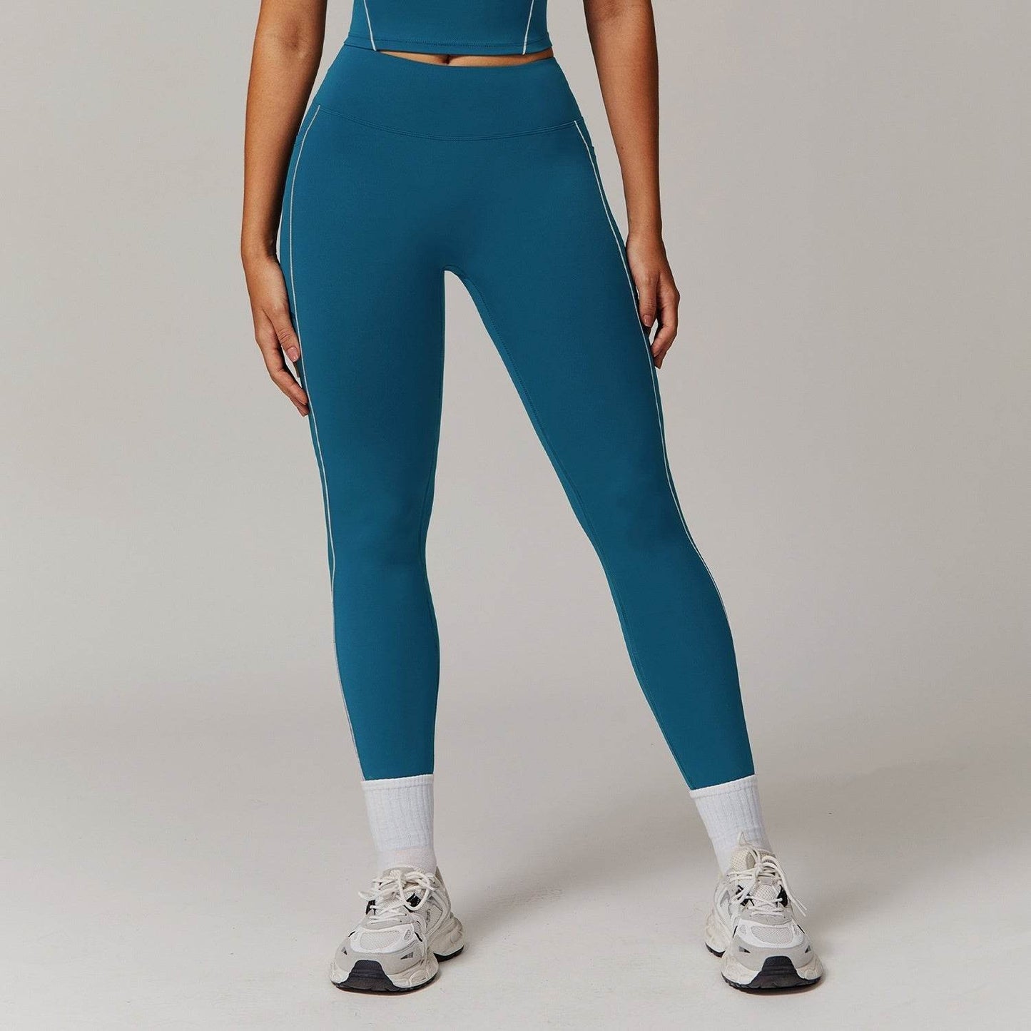 Contrast Color High Waist Yoga Pants - Pocket & Nude Feel for Women - Buy Center US