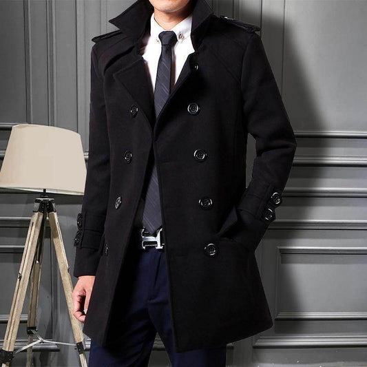 Buycenter Men's Slim Fit Duster Coat - Korean Fashion, Pocket Style - Buy Center US
