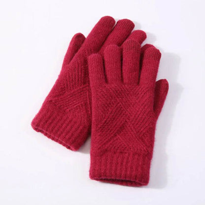 Autumn Winter Fleece-Lined Knitting Gloves - Thickened, Cozy Warmth - Buy Center US