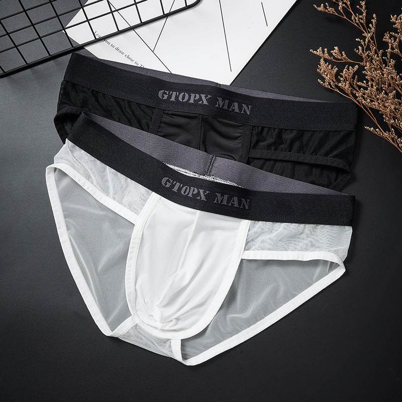 Buycenter Men's Ice Silk Low Waist Briefs - Breathable & Translucent Mesh - Buy Center US