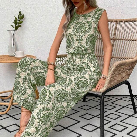 Bohemian Printed Waist Cinching Casual Pants Set - Sizes S to 3XL - Buy Center US