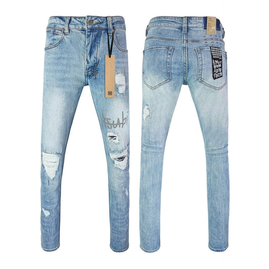 High Street Casual Men's Straight Ripped Jeans - Micro Elasticity Denim - Buy Center US