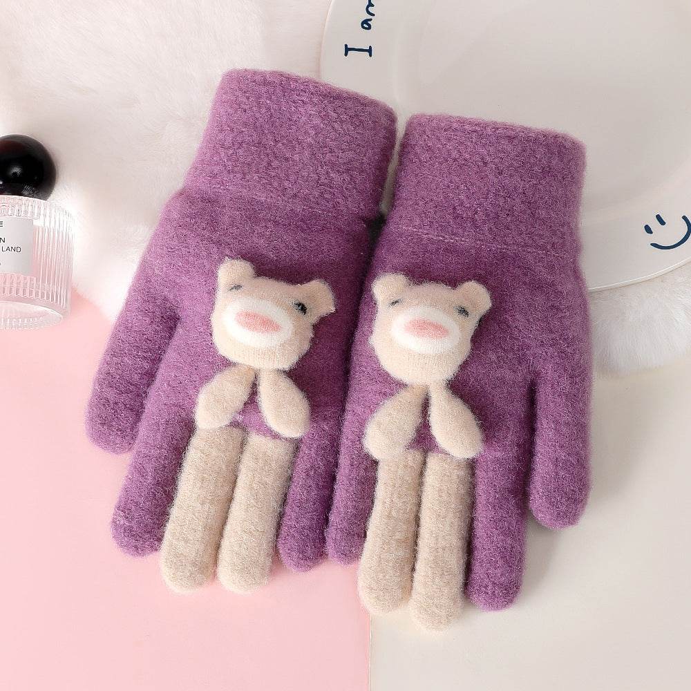 Cartoon Cute Five Finger Gloves - Warm Alpaca for Winter Comfort - Buy Center US