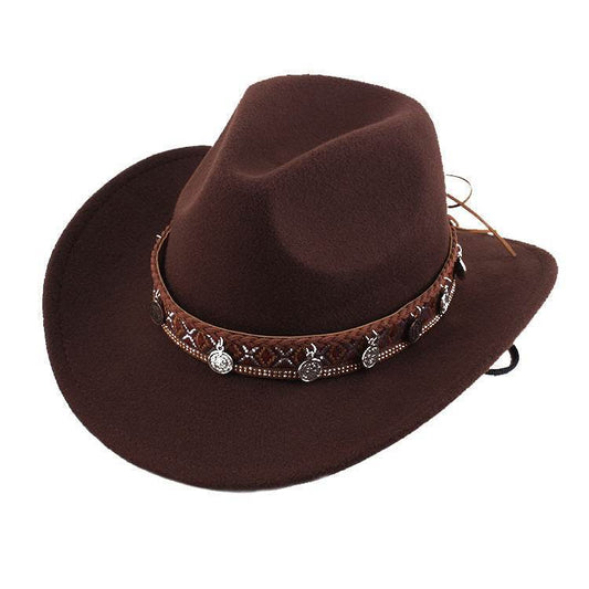 Woolen Cowboy Hat for Men & Women - Adjustable Ethnic Style Summer Accessory - Buy Center US
