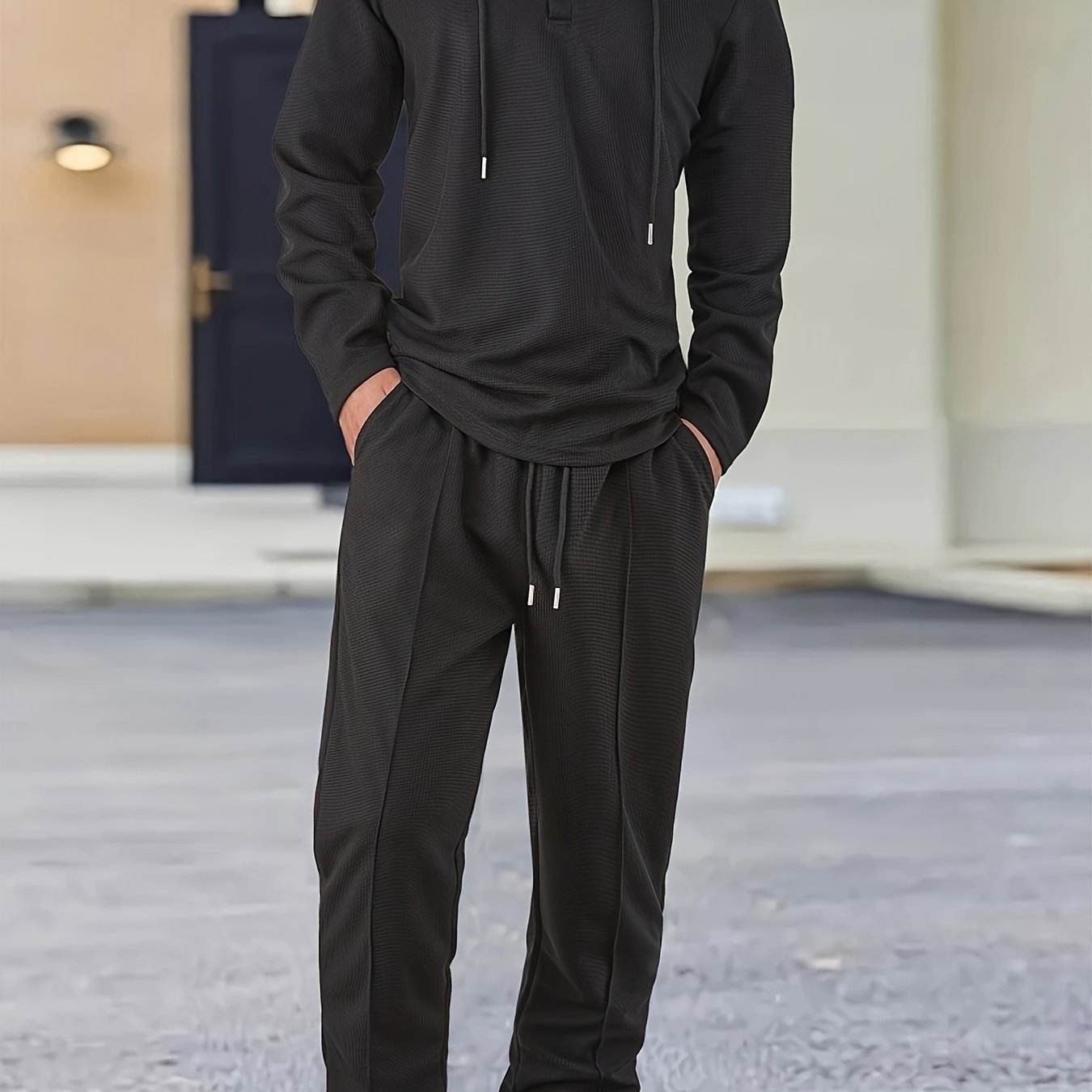 Casual Men's 2-Piece Set - Hooded Sweatshirt & Drawstring Pants - Buy Center US
