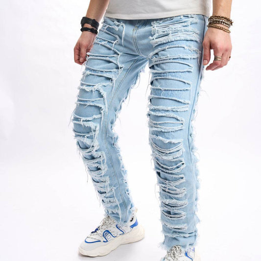 Simple Solid Color Ripped Skinny Jeans - Comfortable Cotton Fit for All Sizes - Buy Center US