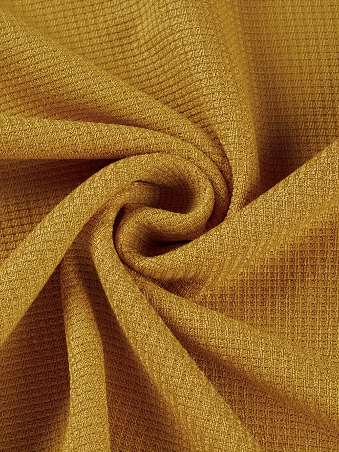 Men's V-Neck Waffle Knit Top - Stylish & Retro Casual Wear in Vibrant Yellow - Buy Center US