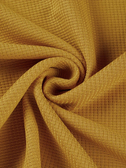 Men's V-Neck Waffle Knit Top - Stylish & Retro Casual Wear in Vibrant Yellow - Buy Center US