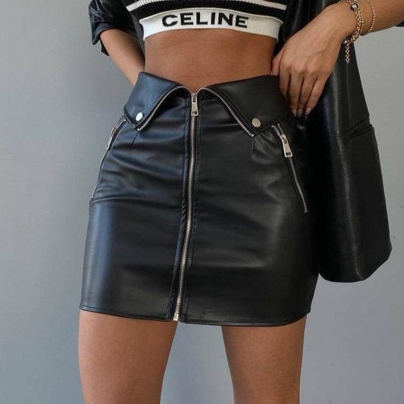 Sexy PU Leather A-Line Skirt for Women - Slim Fit Street Fashion - Buy Center US