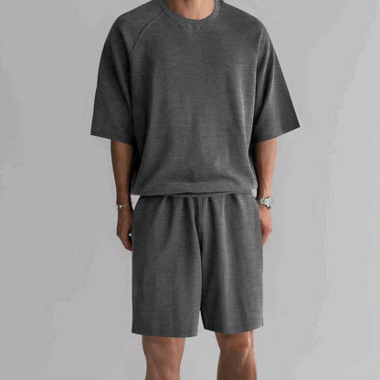 Buycenter Men's Casual Terry Sports Set - Short Sleeve & Shorts Combo - Buy Center US