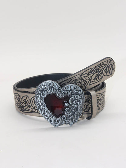 Vintage Punk Retro Embossing Love Belt - Stylish PU Leather Accessory - Buy Center US