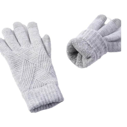Autumn Winter Fleece-Lined Knitting Gloves - Thickened, Cozy Warmth - Buy Center US
