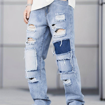Men's Loose Fit Ripped Distressed Jeans - Stylish Comfy Denim Pants - Buy Center US