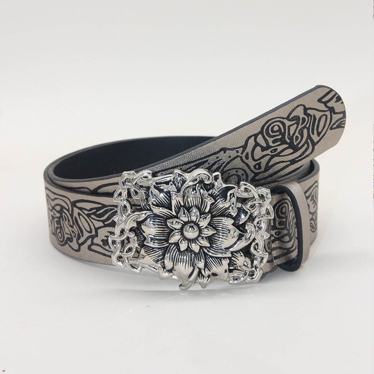 Vintage Punk Retro Embossing Love Belt - Stylish PU Leather Accessory - Buy Center US