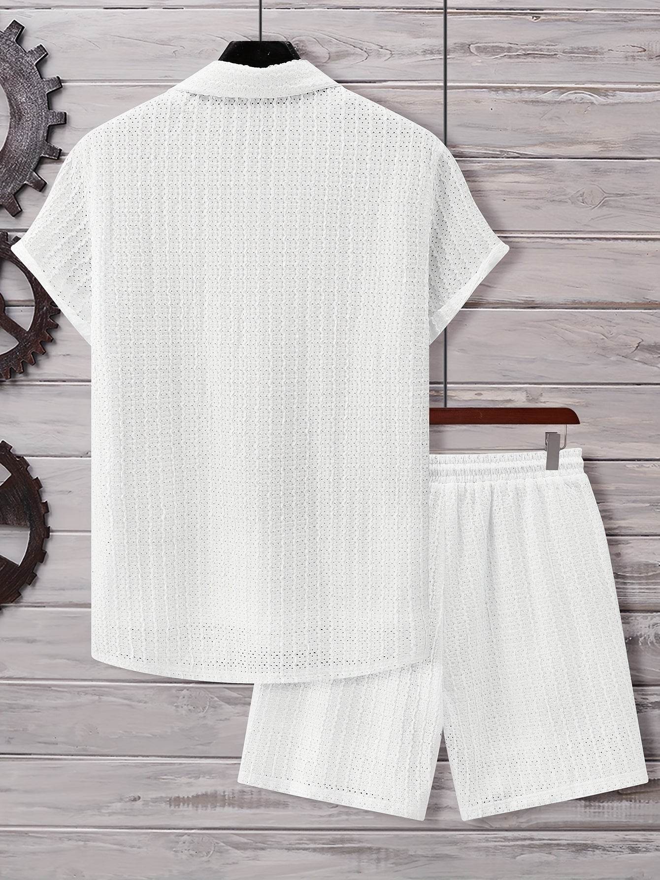 Men's Summer Casual Short Sleeve Outfit - Breathable Knit Sportswear Set - Buy Center US