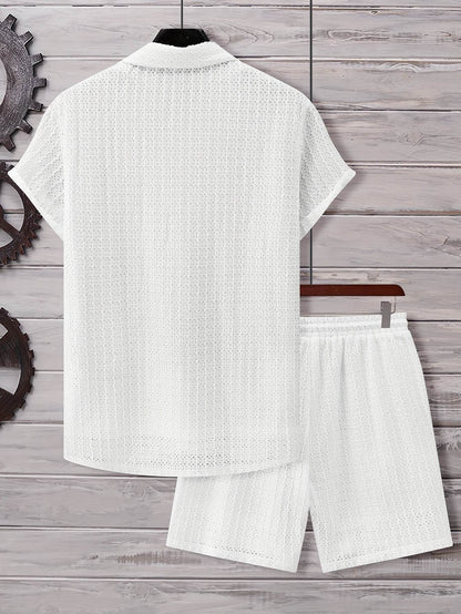 Men's Summer Casual Short Sleeve Outfit - Breathable Knit Sportswear Set - Buy Center US
