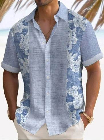 Buycenter Men's Short Sleeve Striped Beach Shirt - Casual & Stylish Fit - Buy Center US