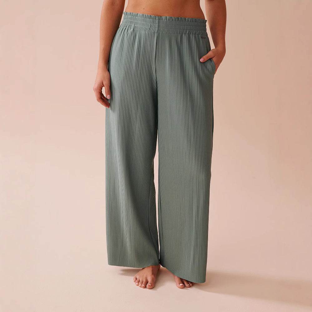 Women's Wide-Leg Mid-Waist Elastic Pants - Loose Fit Fashion Trousers - Buy Center US