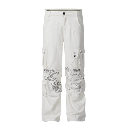 Buycenter Men's Straight White Overalls - American Fashion Casual Style - Buy Center US