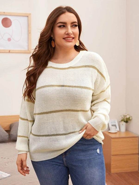 Elegant Large Size Women's Sweater - Hand-Crocheted, Sequined Design - Buy Center US