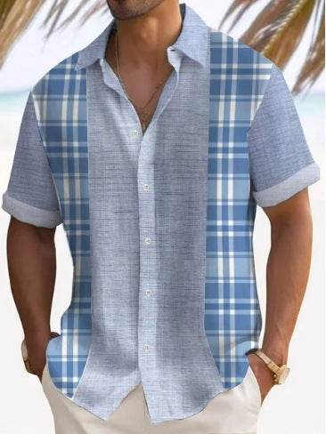 Buycenter Men's Short Sleeve Striped Beach Shirt - Casual & Stylish Fit - Buy Center US