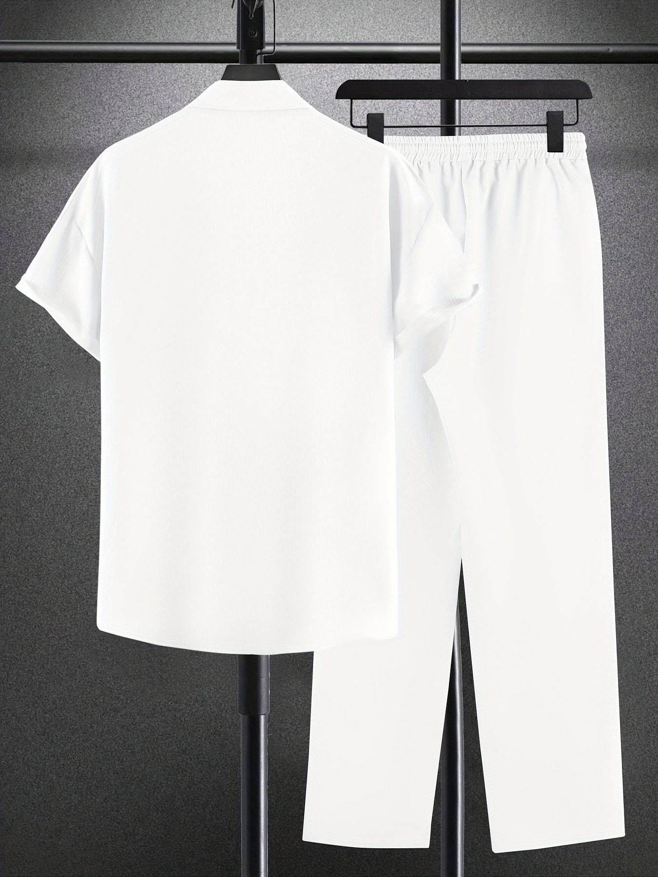 Men's Casual Outfit Set - Western-Style Shirt & Shorts, Machine Washable - Buy Center US