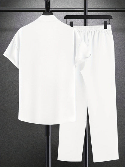 Men's Casual Outfit Set - Western-Style Shirt & Shorts, Machine Washable - Buy Center US
