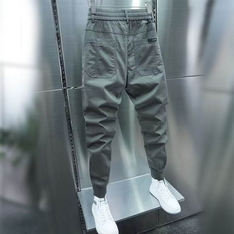 Solid Color Harem Trousers - Elastic Ankle-tied Casual Pants for Comfort - Buy Center US