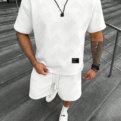 Men’s Vintage Two-Piece Set - Loose-Fit T-Shirt & Drawstring Shorts - Buy Center US