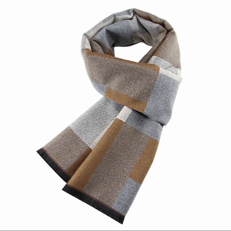 Buycenter Men's Wool-like Plaid Scarf - Stylish & Warm, Mid-Length - Buy Center US