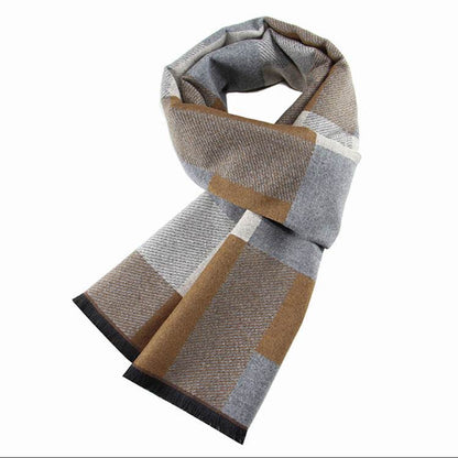 Buycenter Men's Wool-like Plaid Scarf - Stylish & Warm, Mid-Length - Buy Center US
