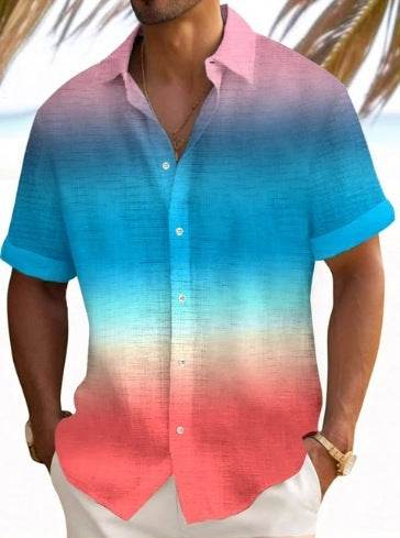Buycenter Men's Short Sleeve Striped Beach Shirt - Casual & Stylish Fit - Buy Center US