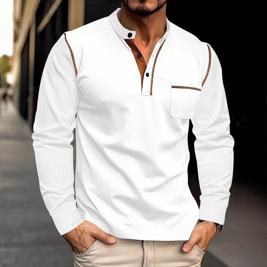 Buycenter Men's Long-Sleeved Polo Shirt - Casual Spring & Summer Wear - Buy Center US