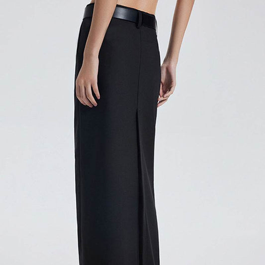 Trendy Low-Waist Retro Long Split Skirt - Slimming Style in Black - Buy Center US