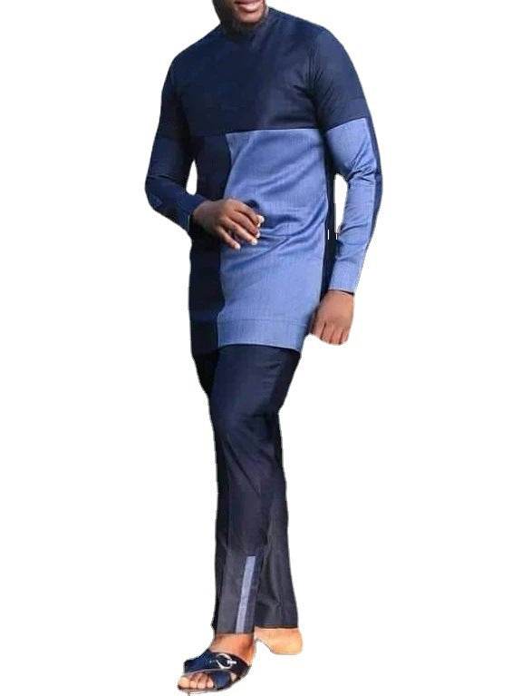 Buycenter Men’s Leisure Set - Printed Long Sleeve Shirt & Trousers - Buy Center US