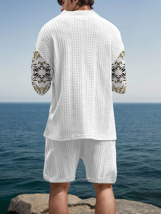 2025 Men’s Casual 3D Print V-Neck Shorts Set - Relaxed Fit Summer Attire - Buy Center US