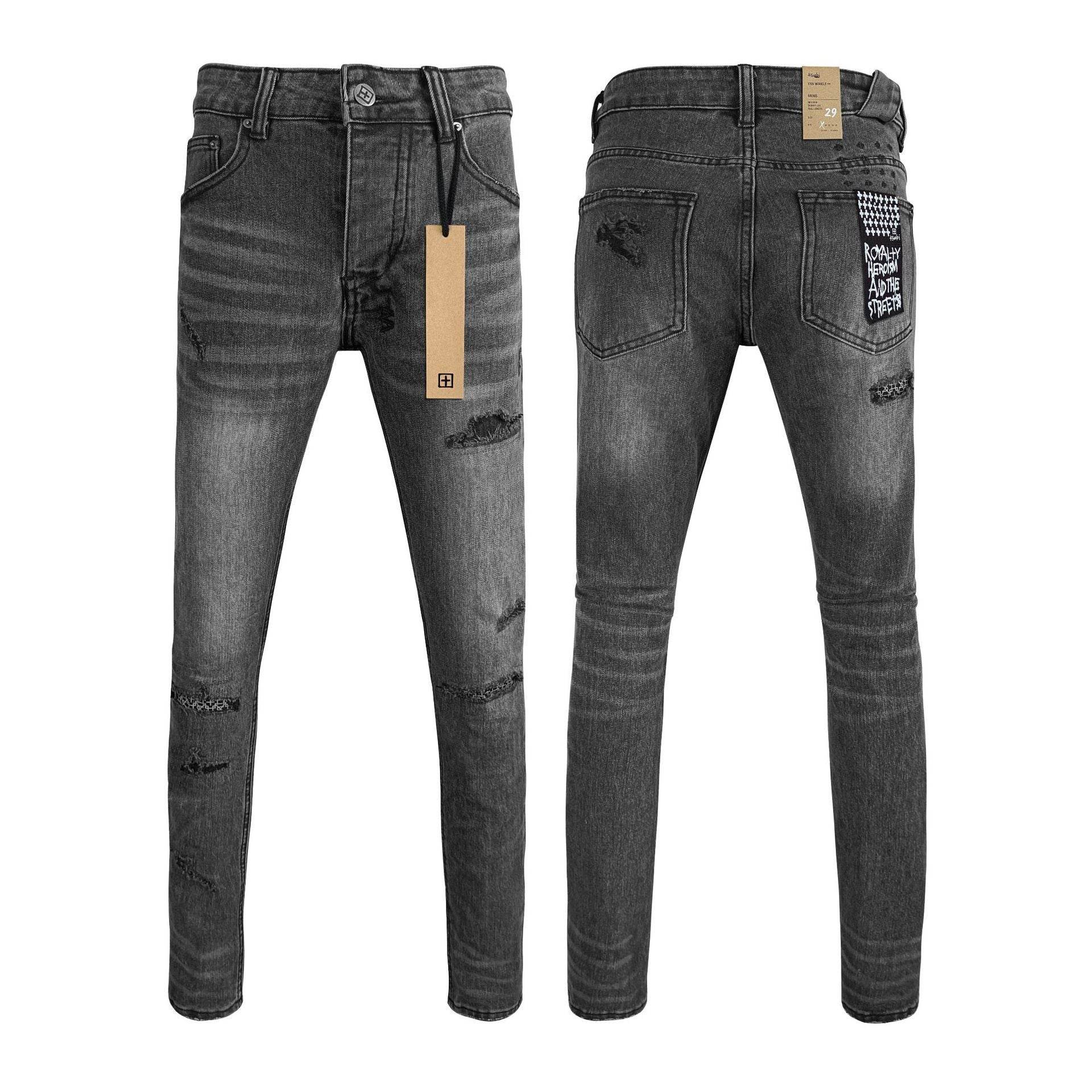 High Street Casual Men's Straight Ripped Jeans - Micro Elasticity Denim - Buy Center US