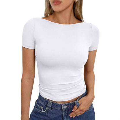 Slim Fit Round Neck Tops - Hot Girl Style for Going Out, Available in 4 Colors - Buy Center US