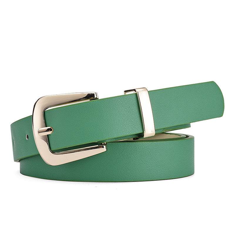 Buycenter Elegant Candy Color Belt - Fashionable Gold Buckle Accessory - Buy Center US
