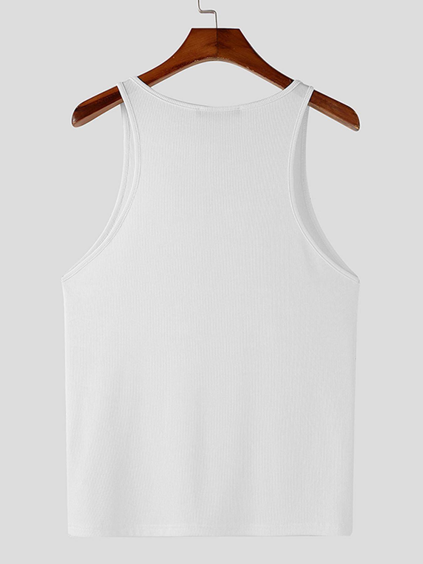 Men's Slim Fit Zip-Up Tank Top - Casual White Vest with Ribbed Texture - Buy Center US