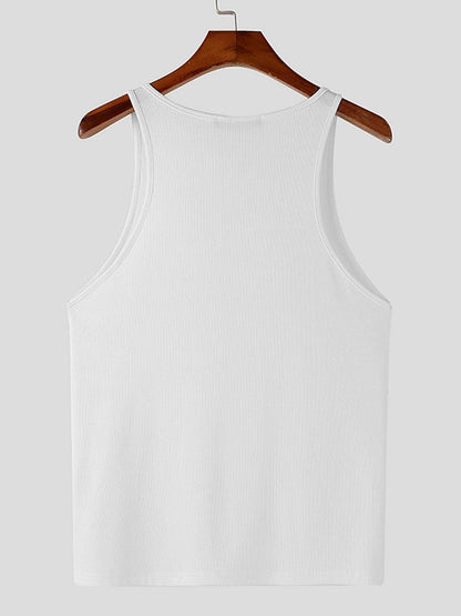 Men's Slim Fit Zip-Up Tank Top - Casual White Vest with Ribbed Texture - Buy Center US