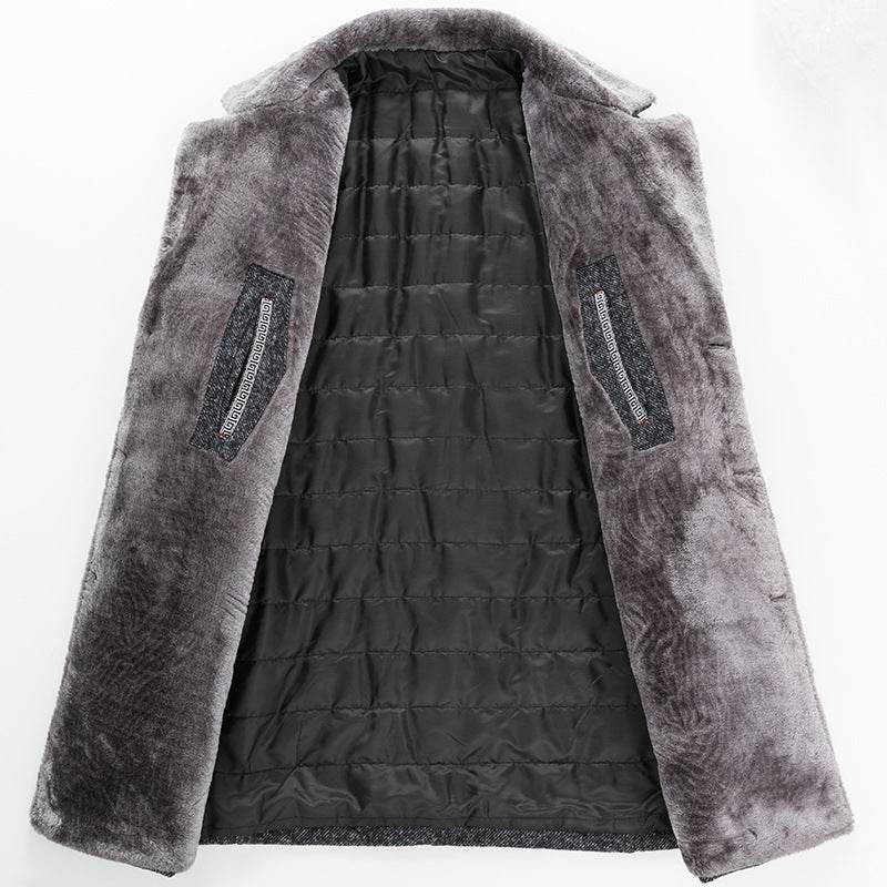 Buycenter Woolen Coat for Men - Autumn Winter Lapel Style in Gray/Brown - Buy Center US