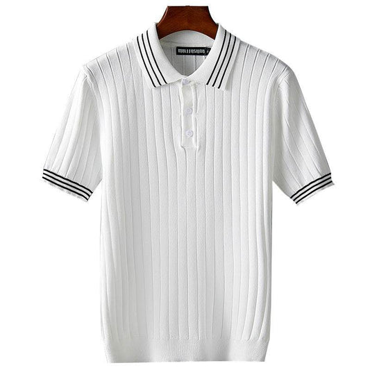 Men's Ice Silk Polo Sweater - Thin Lapels, Comfort Fit, Sizes L to 7XL - Buy Center US
