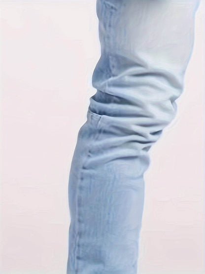 Men's Slim-Fit Stretch Denim Jeans - Light Blue Casual Pants for All Seasons - Buy Center US