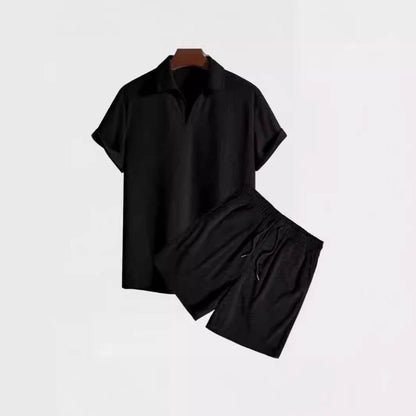 Buycenter Multi-Color Beachwear Set - Casual Corduroy Short Sleeve Suit - Buy Center US