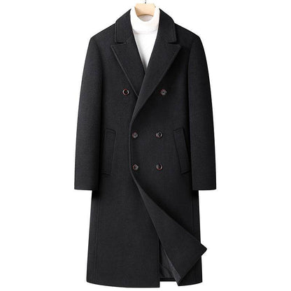 Buycenter Autumn Woolen Coat - Overknee, Double Breasted & Stylish - Buy Center US